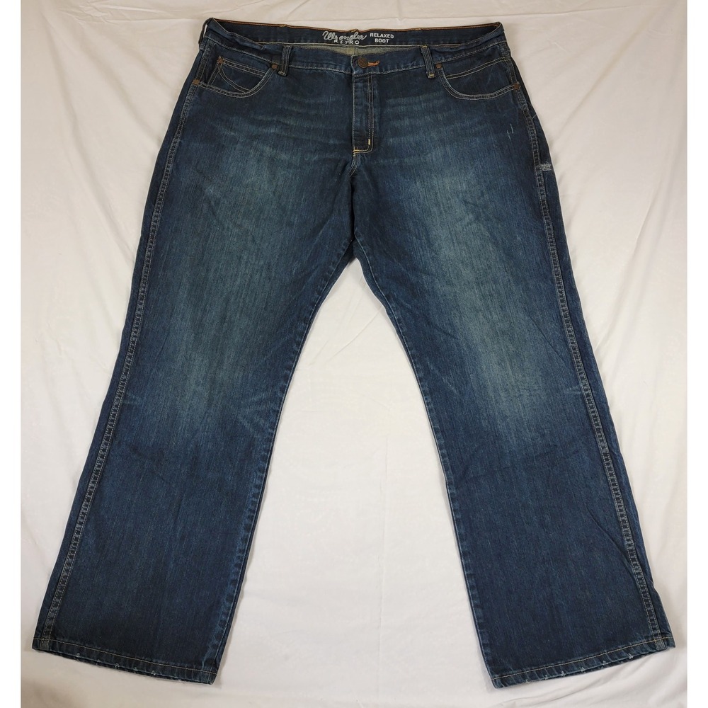 Wrangler Retro Relaxed Boot Jeans Mens 42x33 Dark Wash Cotton WRT20WB Cowboy